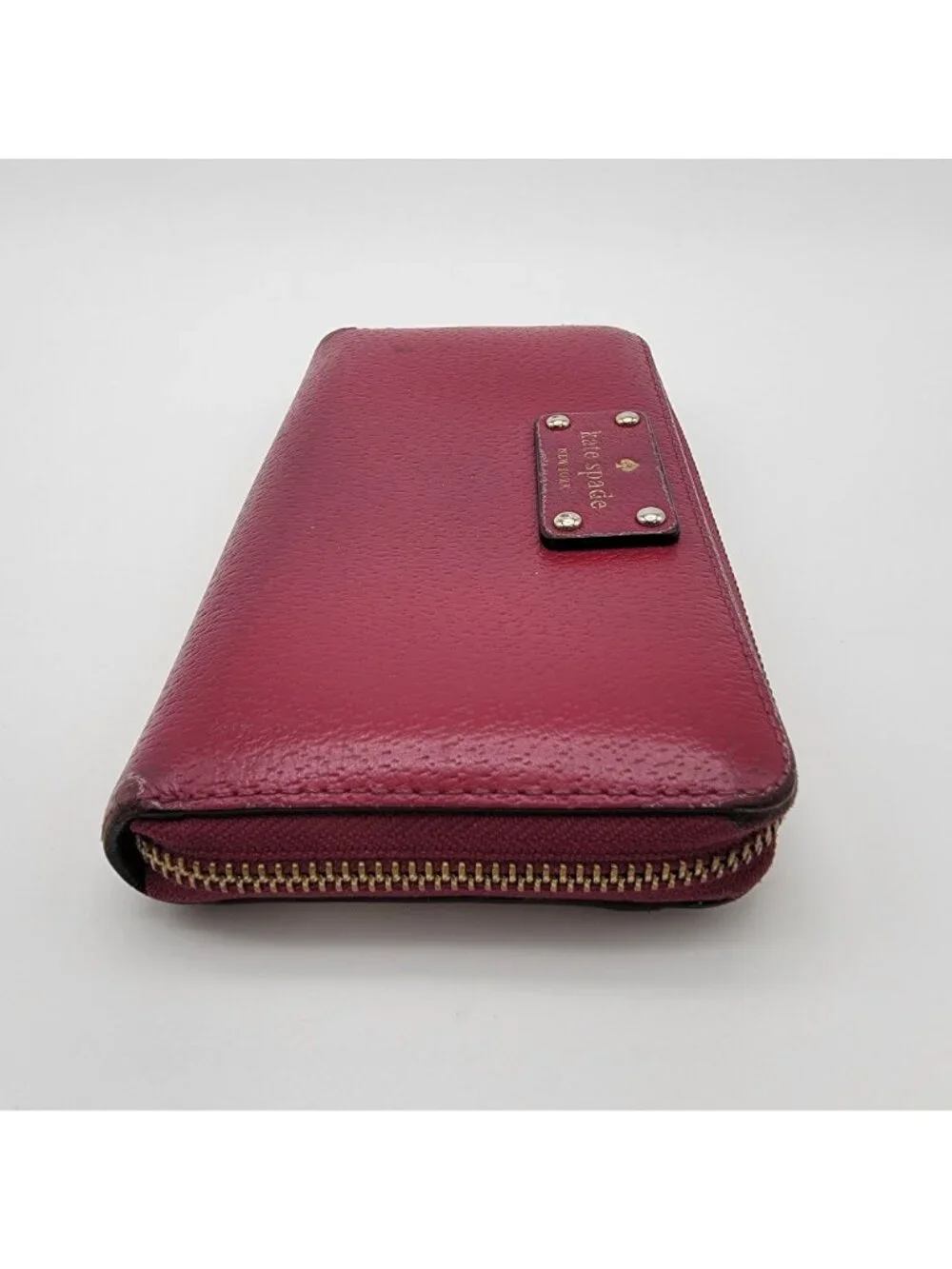 Kate Spade New York Burgundy Pebbled Leather Neda Zip-Around Wallet